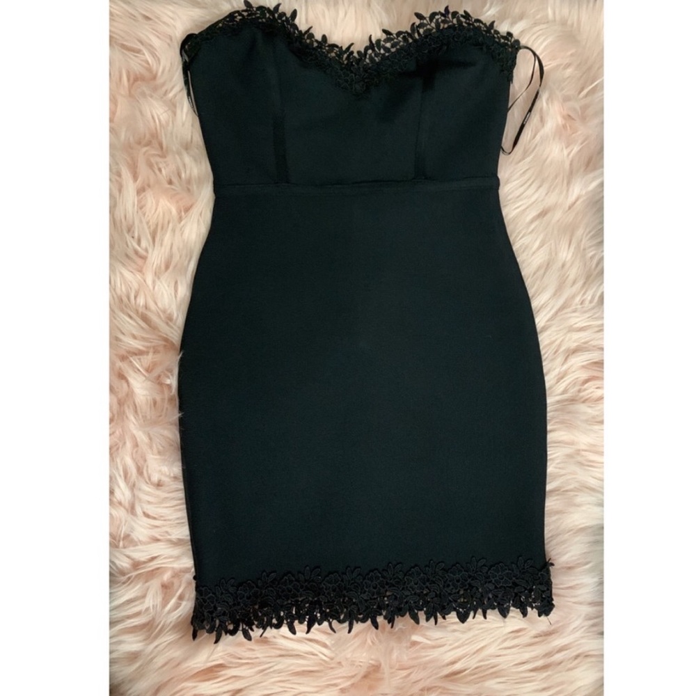 Floral Embroidered-Trim Tube Dress